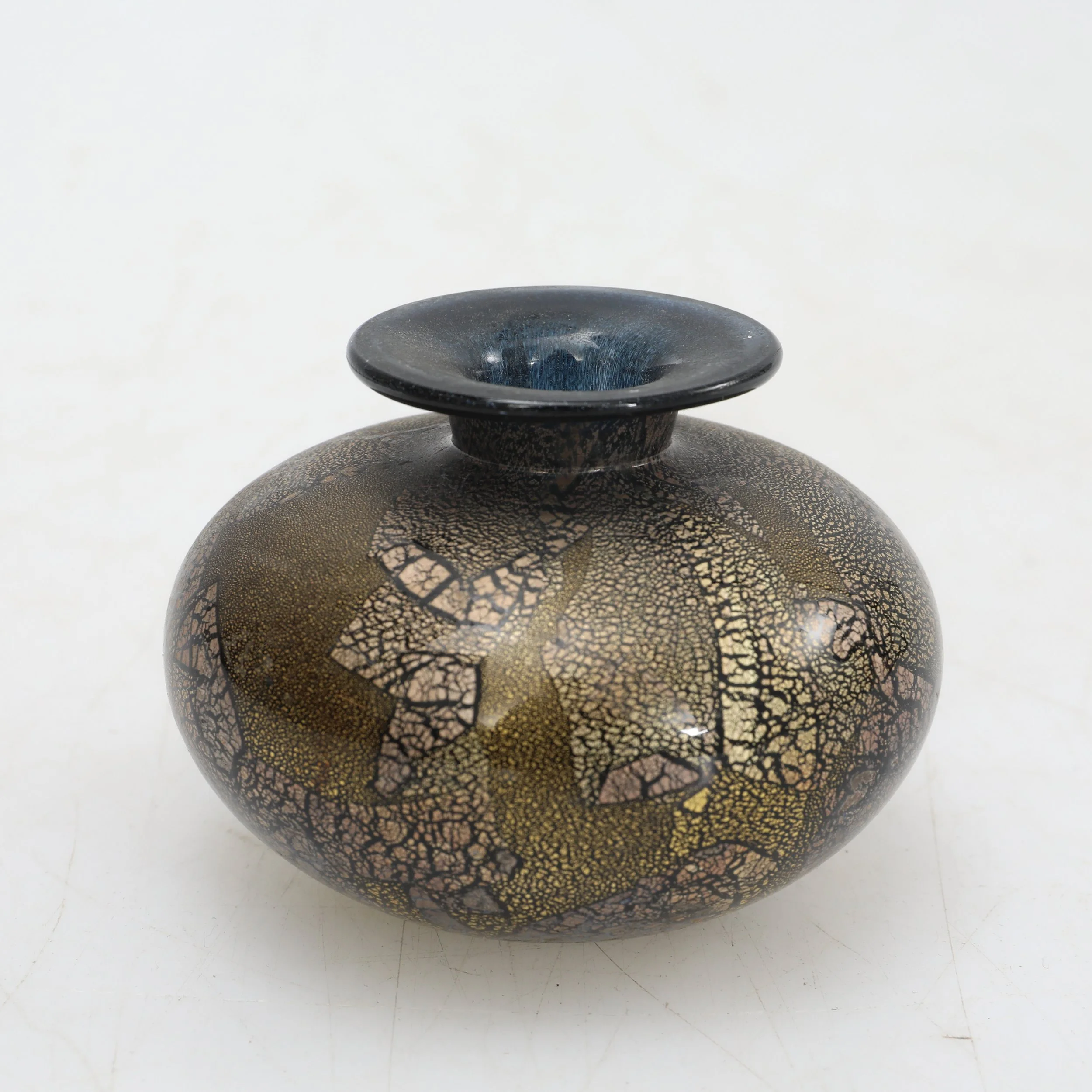 XS Isle of Wight Studio Azurine Vase in dark glass with silver and